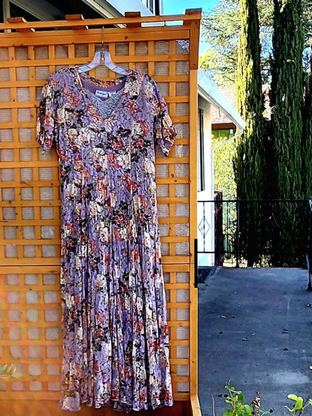 '80s Nostalgia Maxi Dress Cottage Boho Floral Rayon, L